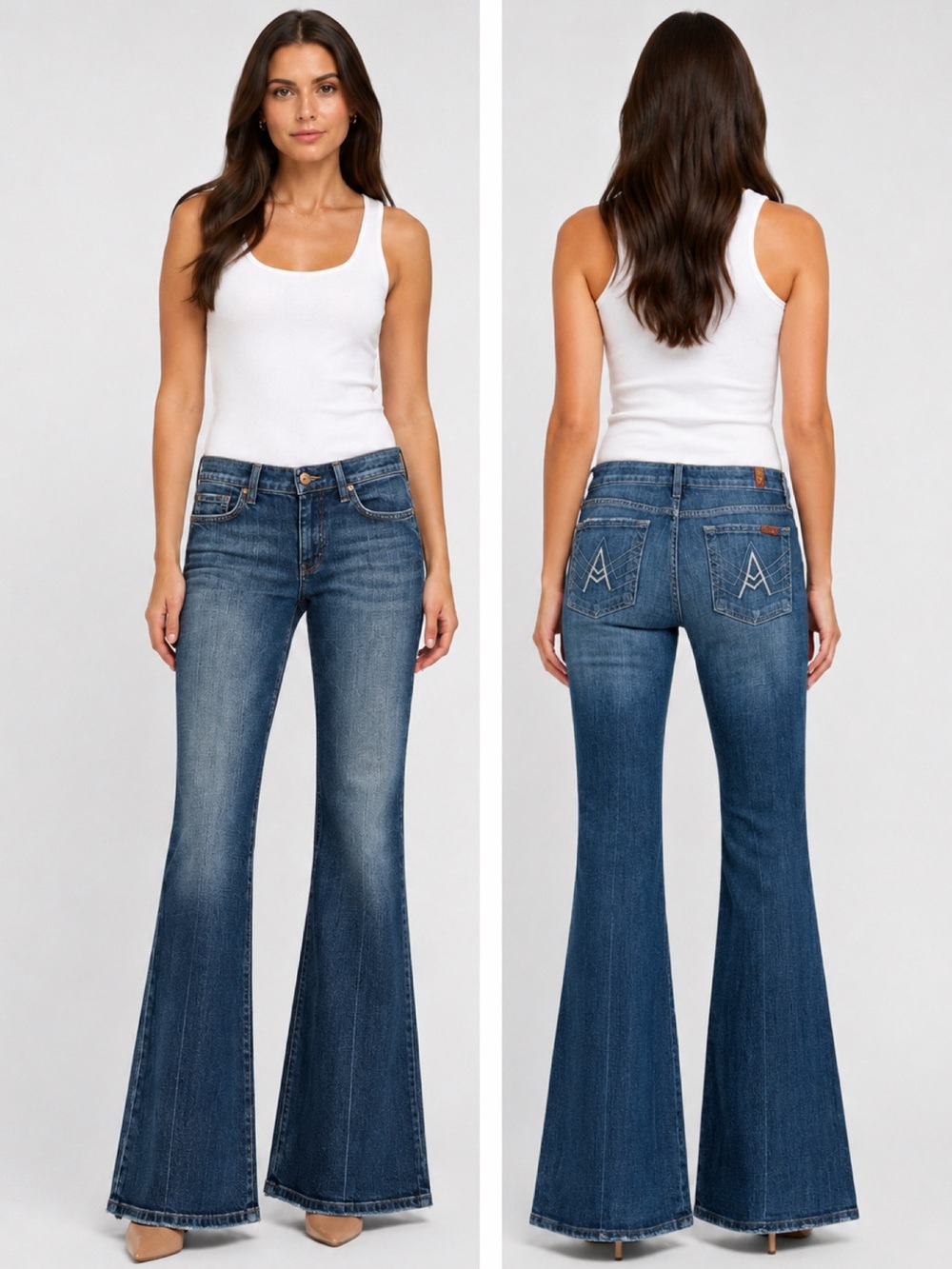 7 For All Mankind “A” Pocket Women’s Blue Flare Jeans